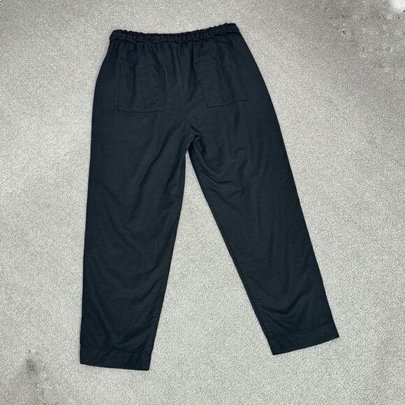 Gap Woven Slouchy Pull On Crop Pants Black XS Ruffle Drawstring Waist High Rise - Picture 4 of 11